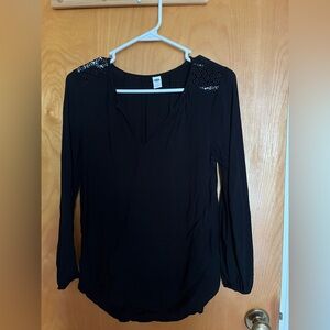 Old Navy Black Blouse with Lace Detail